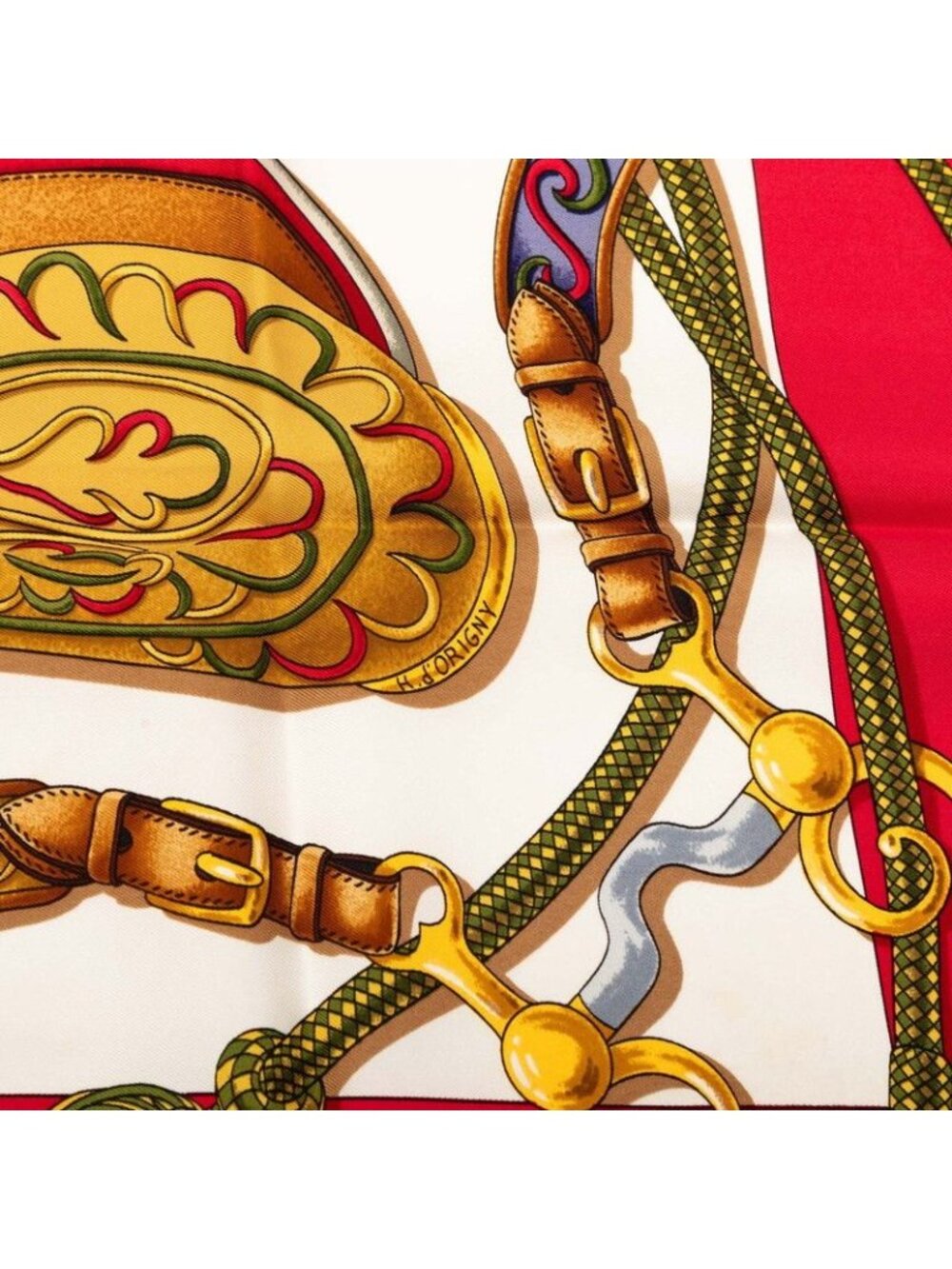Hermes Carre 90 Festival Scarf Large Format Red Multicolor Silk - Picture 7 of 8